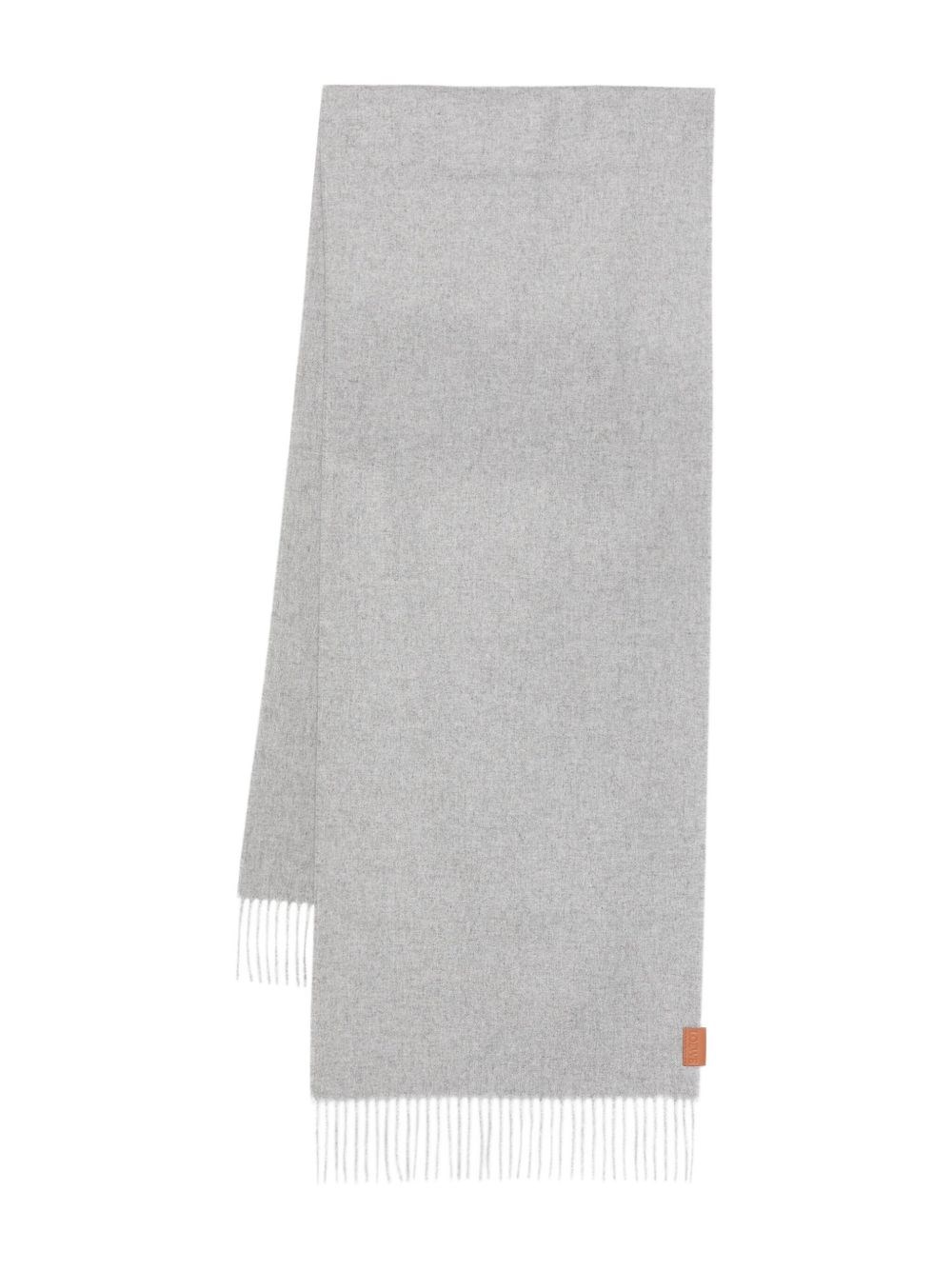 Loewe Fringed-edges Cashmere Scarf In Gray