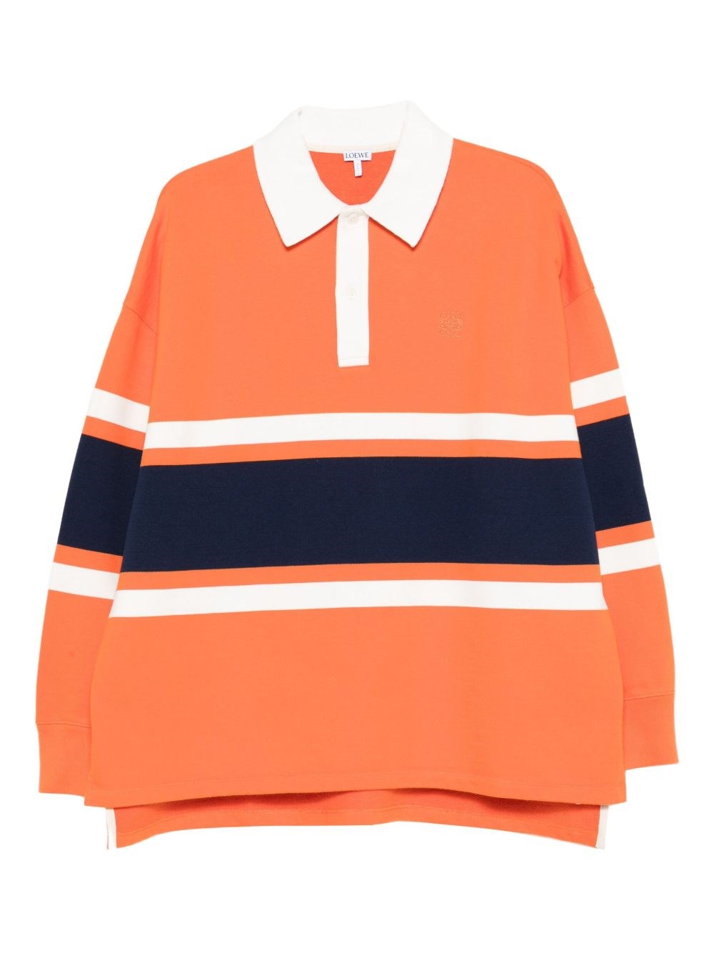 Loewe Embroidered Anagram Long-sleeved Polo T-shirt In Orange