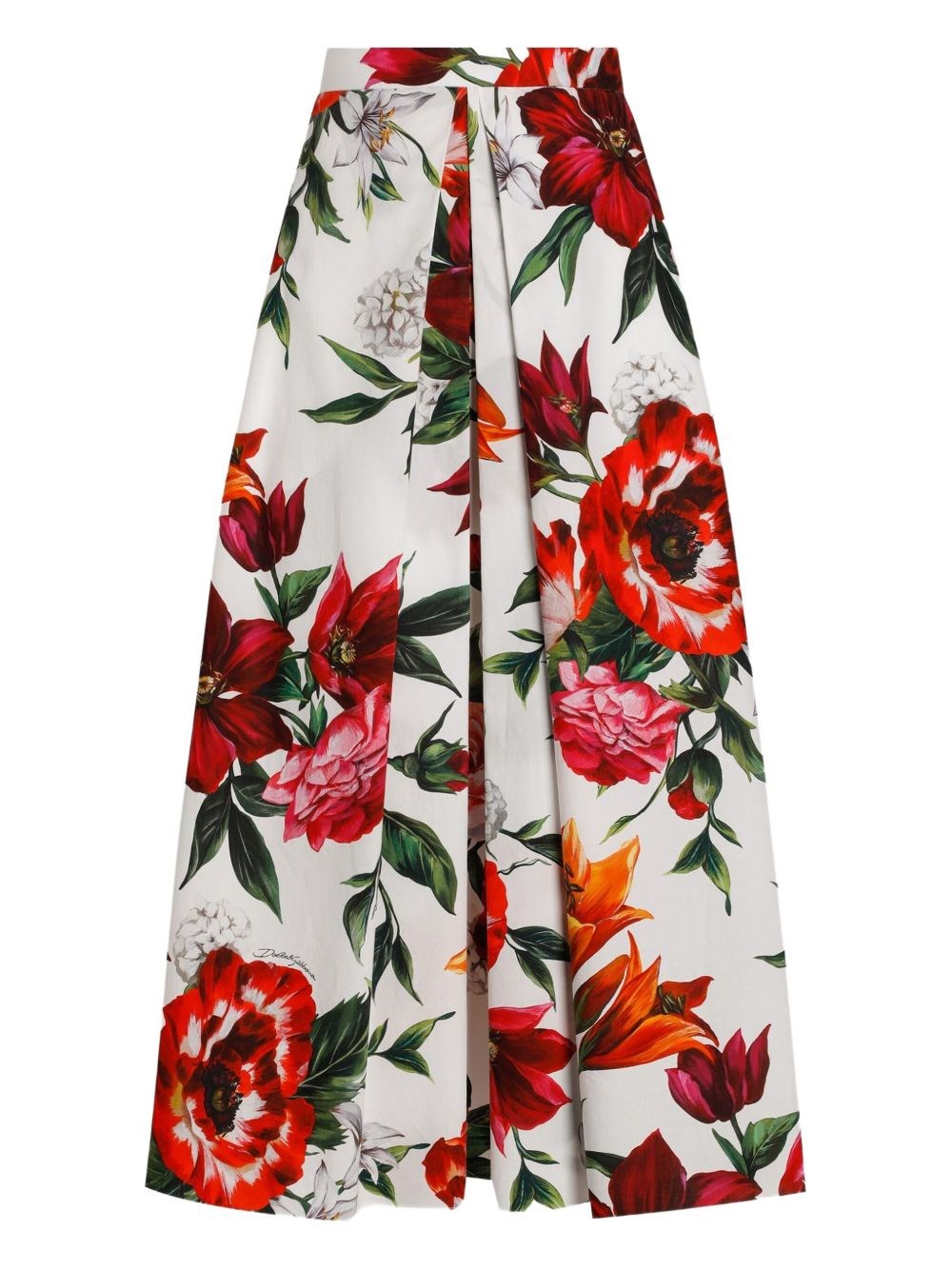 Dolce & Gabbana Anemoni Print Cotton Midi Skirt