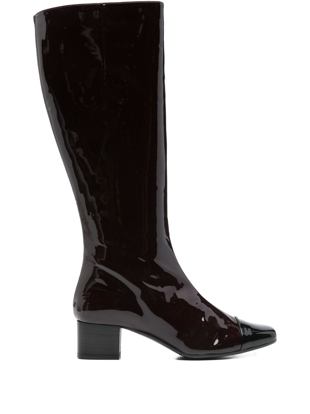 Carel Paris Leather Tall Boots Block Heel In Burgundy