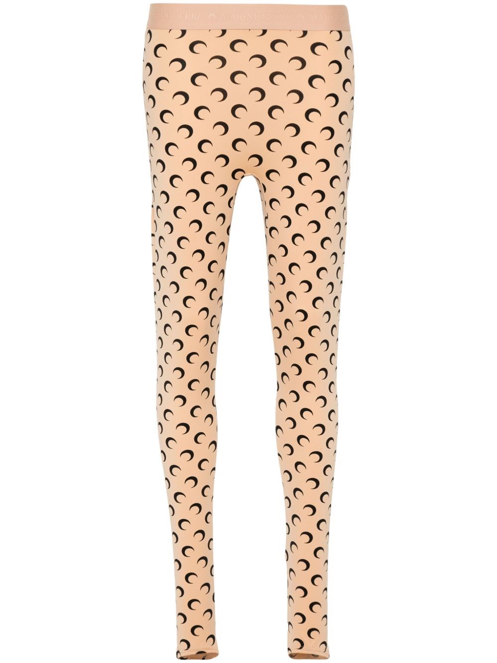 Marine Serre High-waisted Leggings With Crescent Moon Pattern In Neutral
