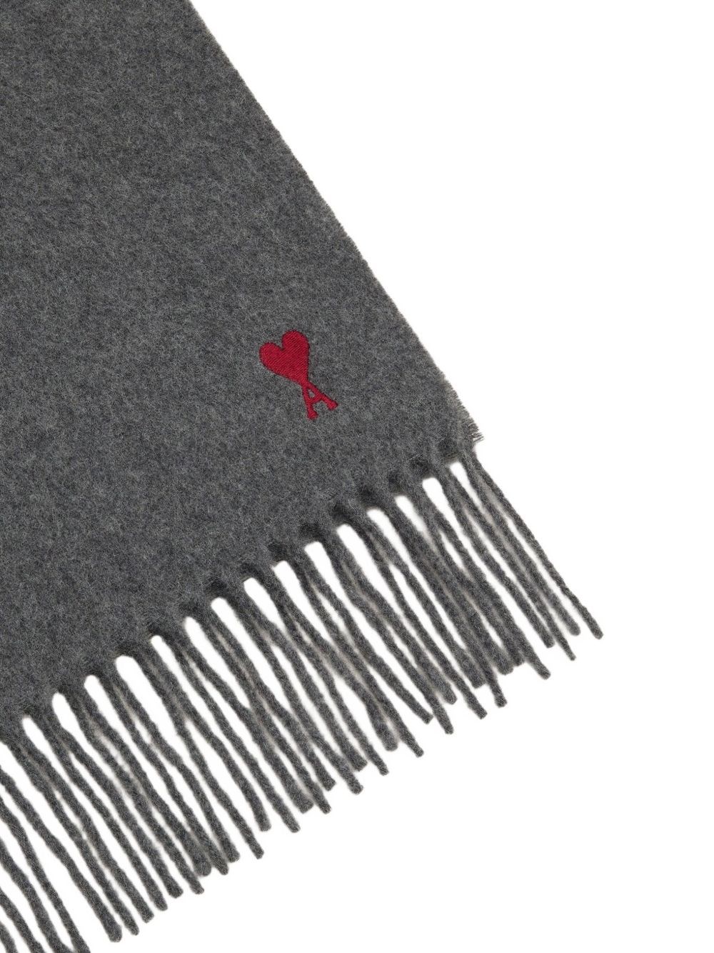 Ami Alexandre Mattiussi Ami Paris Ami De Coeur Wool Scarf In Gray