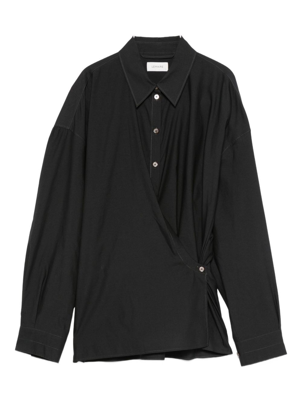 Lemaire Cotton And Silk Blend Shirt In Black