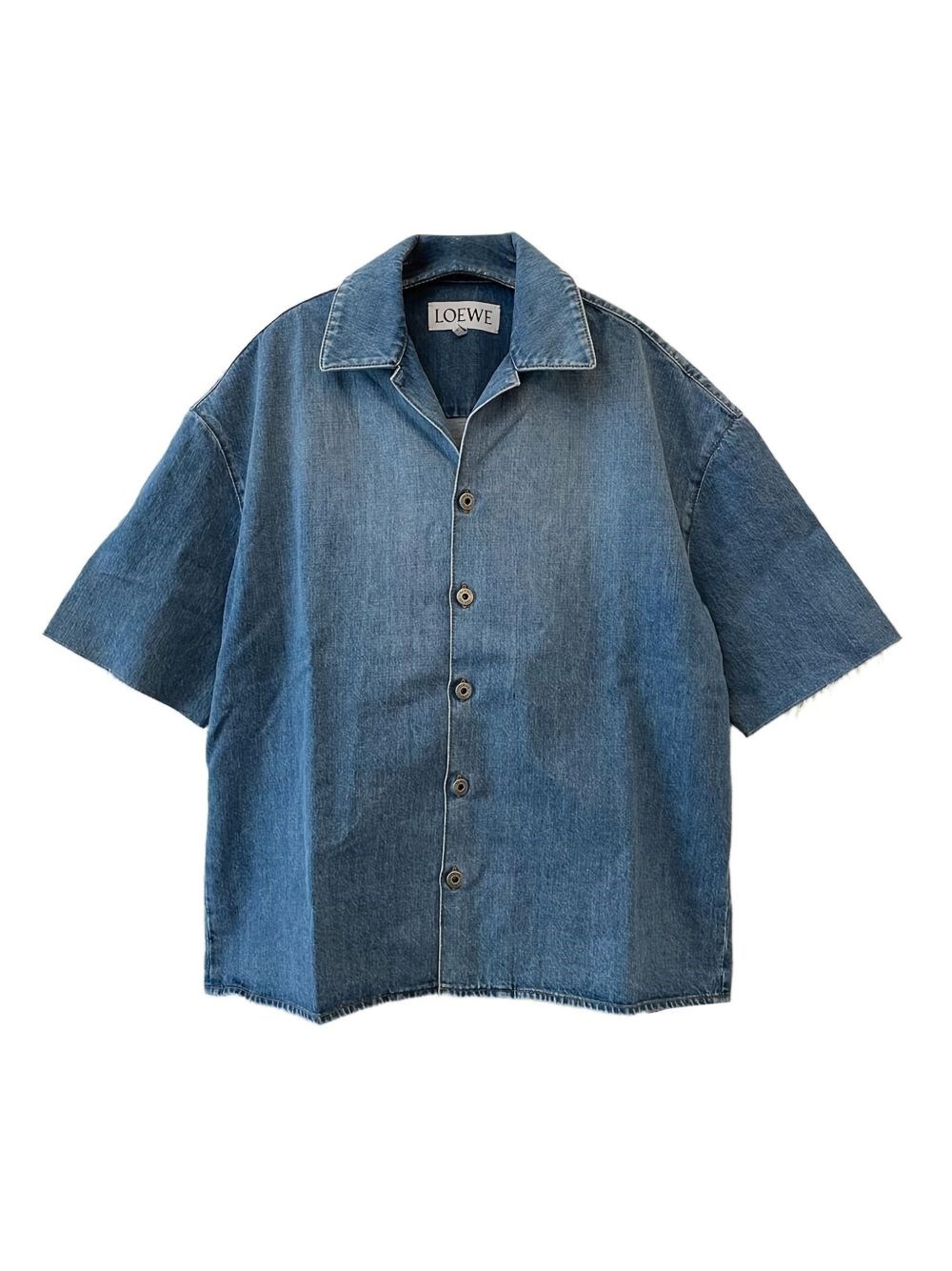 Loewe Men Anagram Denim Cotton Shirt In Blue