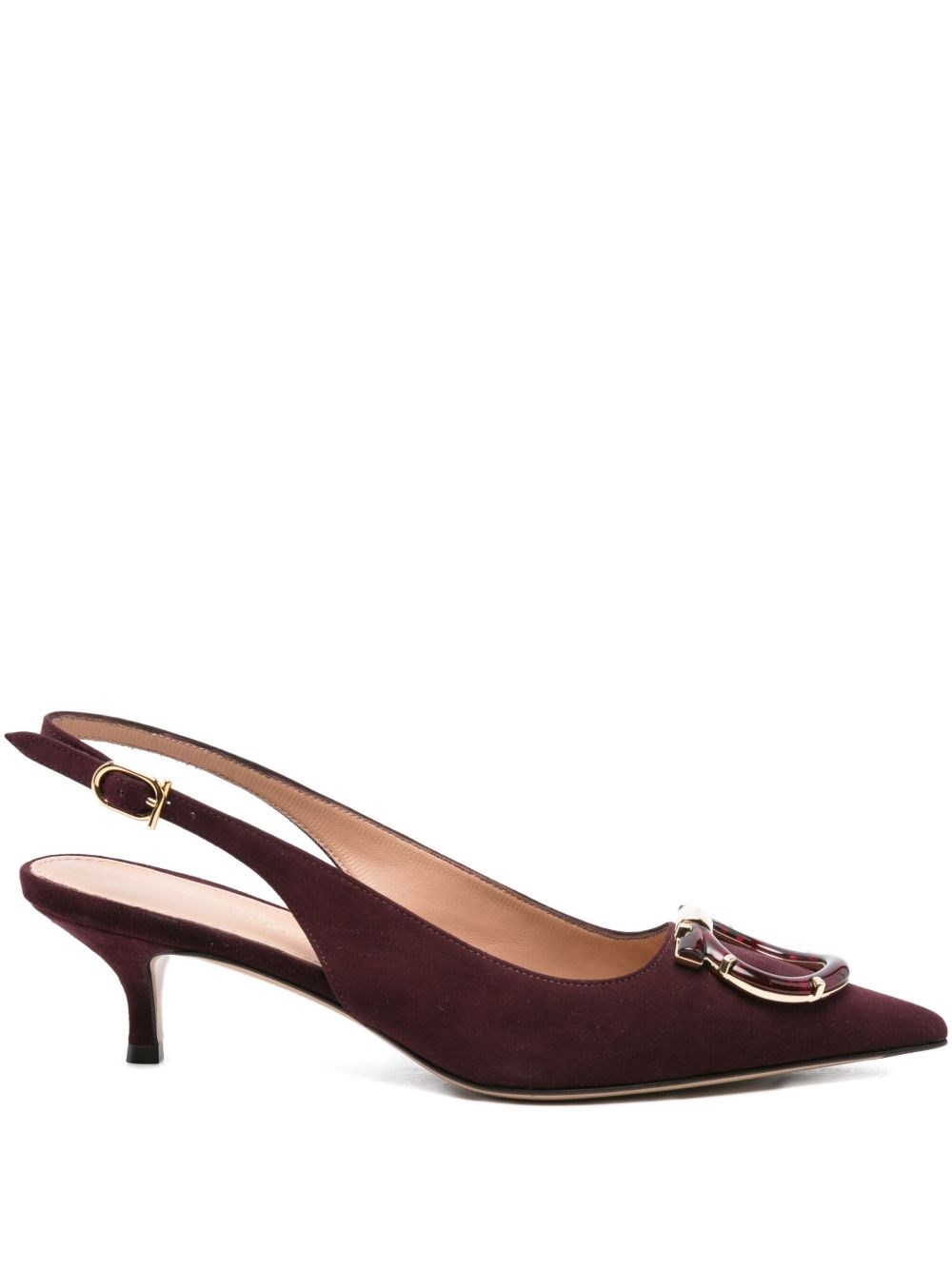 Ferragamo Maroon Leather Pumps In Red