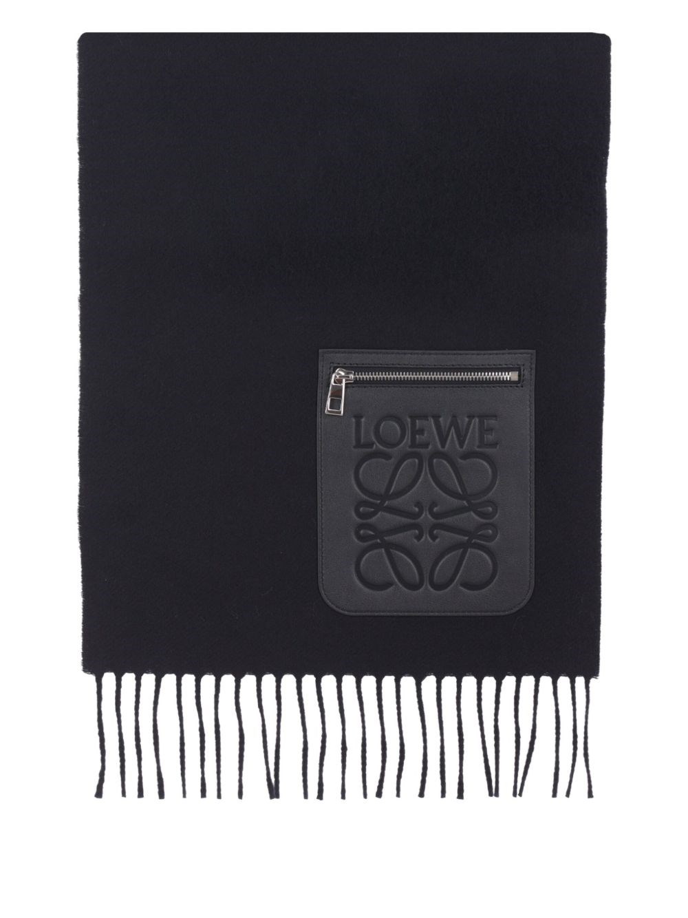 Loewe Anagram Wool And Cashmere Scarf In Black