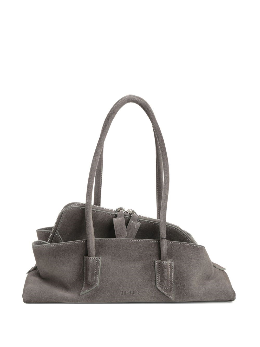 Attico The La Passeggiata Small Leather Shoulder Bag In Gray