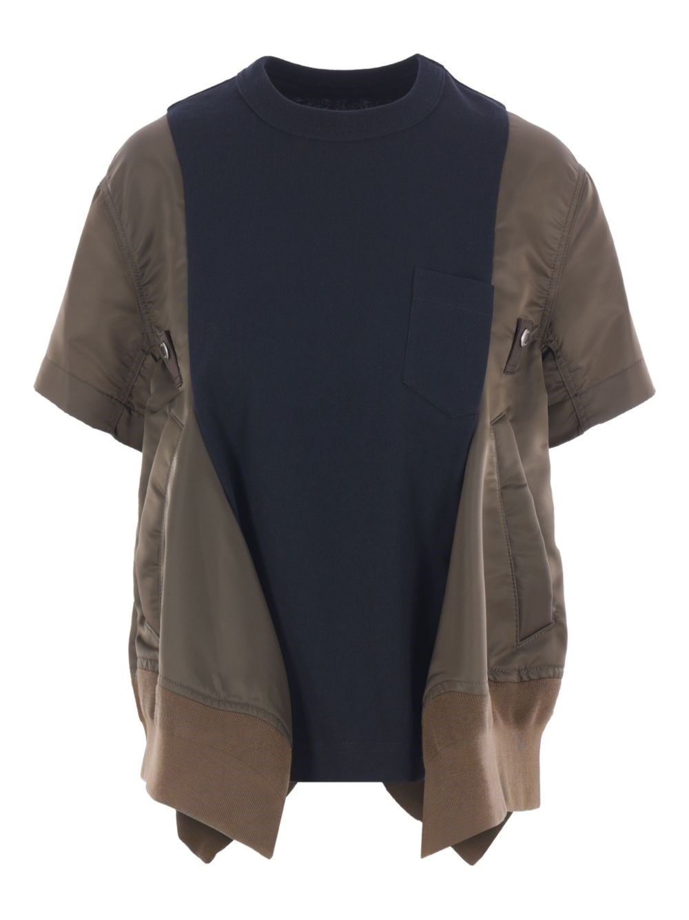 Sacai Cotton And Nylon T-shirt In Green