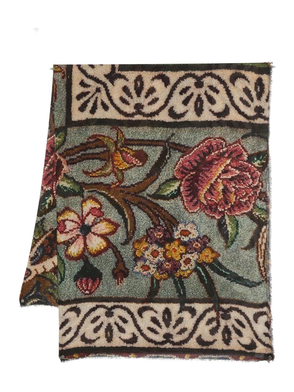 Faliero Sarti Floral Rectangular Scarf Soft Texture In Brown