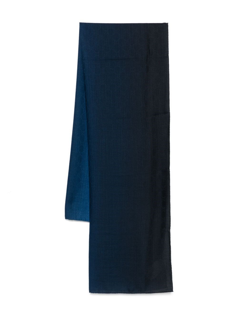 Gucci Rectangular Wool-silk Blend Scarf With Ombre Effect In Blue