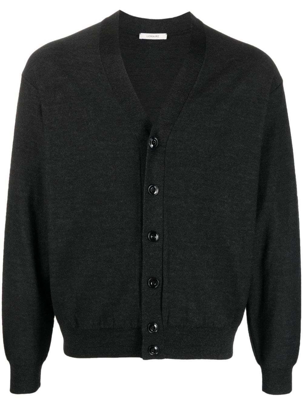 Lemaire Wool V-necked Cardigan In Gray