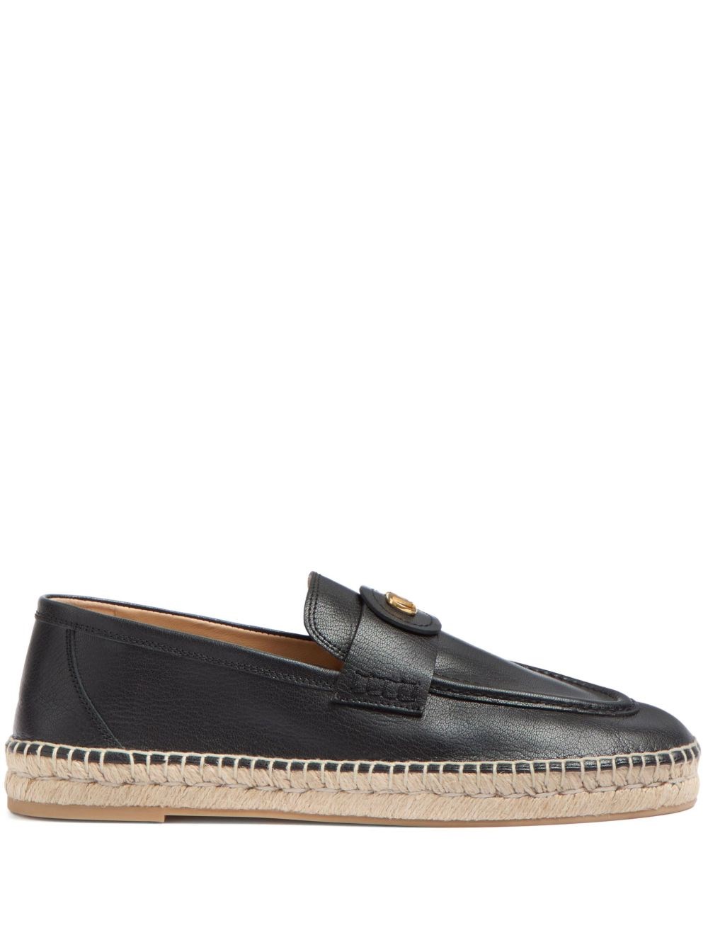 Valentino Avenue Palm Goatskin Espadrilles With Jute Sole In Black