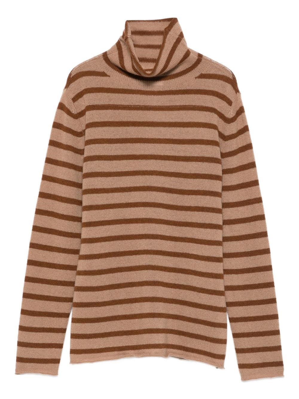 Beyou Be You Striped Cashmere Sweater In Brown