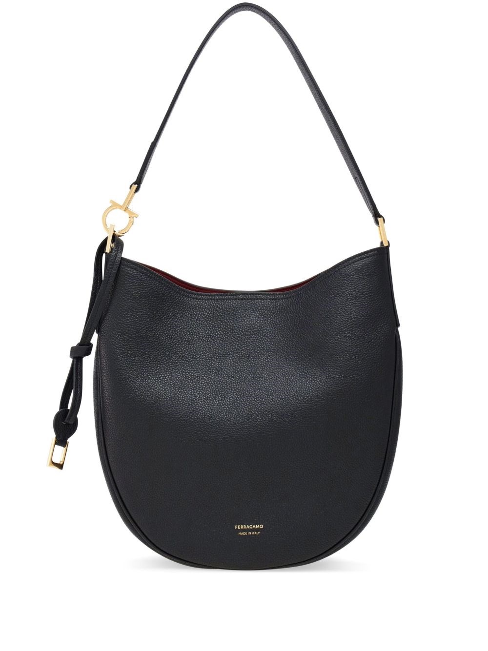 Ferragamo Medium Leather Hobo Bag In Black