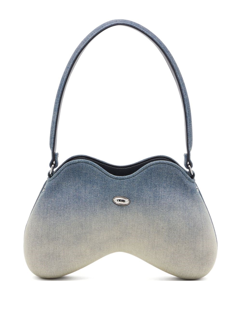Diesel Double-d Shaped Denim Shoulder Bag In Blue