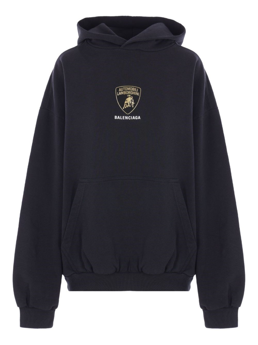Balenciaga Black Hoodie With Fixed Hood And Logo Print On The Front In Cotton Man In Black