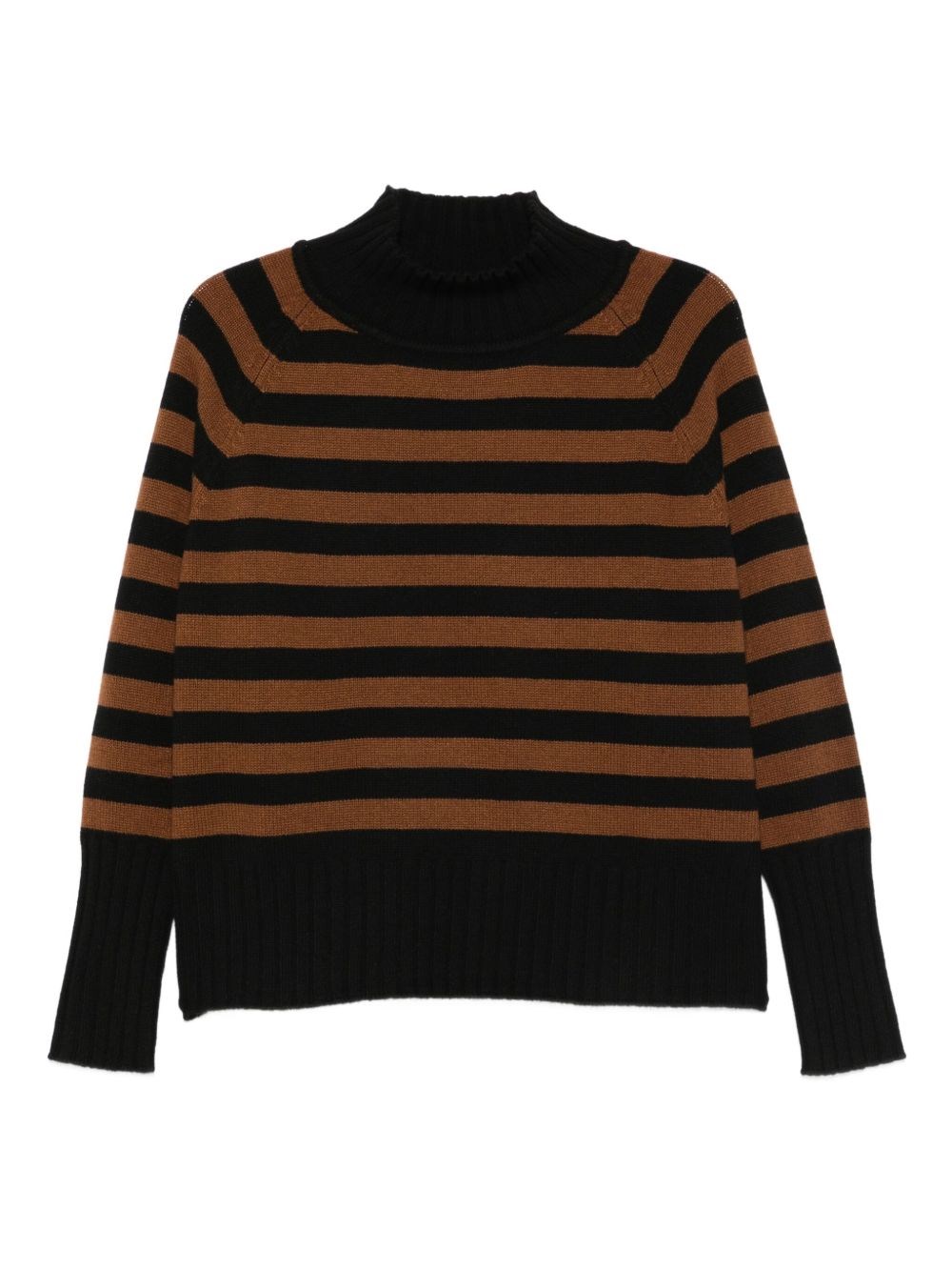 Beyou Striped Cashmere Sweater In Brown