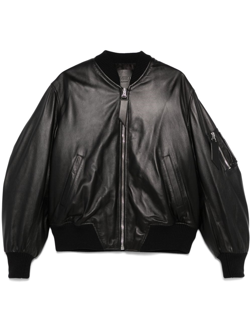 Attico The Leather Bomber Jacket In Black