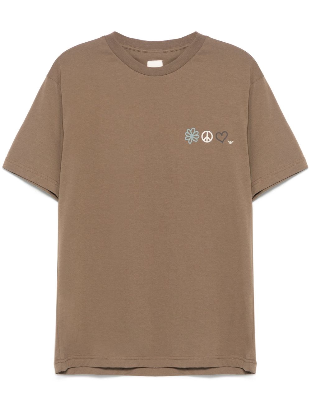 Printed Organic Cotton T-Shirt - Emporio Armani - Modalova