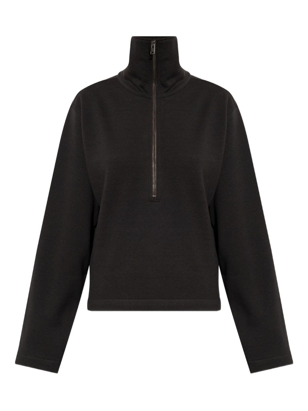 Lemaire Cotton Blend Half-zip Sweater In Black