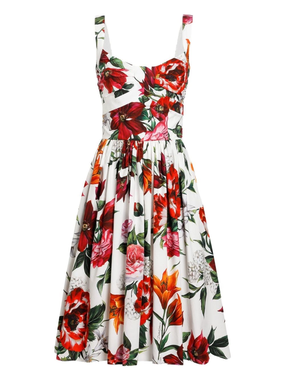 Anemoni Print Cotton Midi Dress - Dolce & Gabbana - Modalova