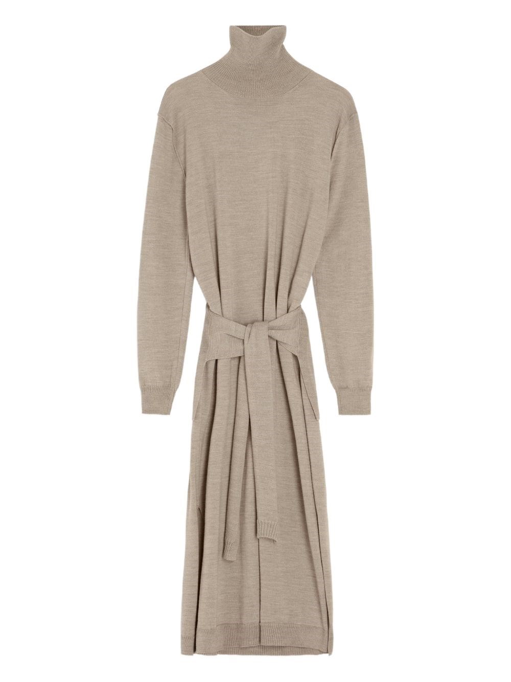 Lemaire Tie-waist Turtleneck Dress Light Taupe In Gray