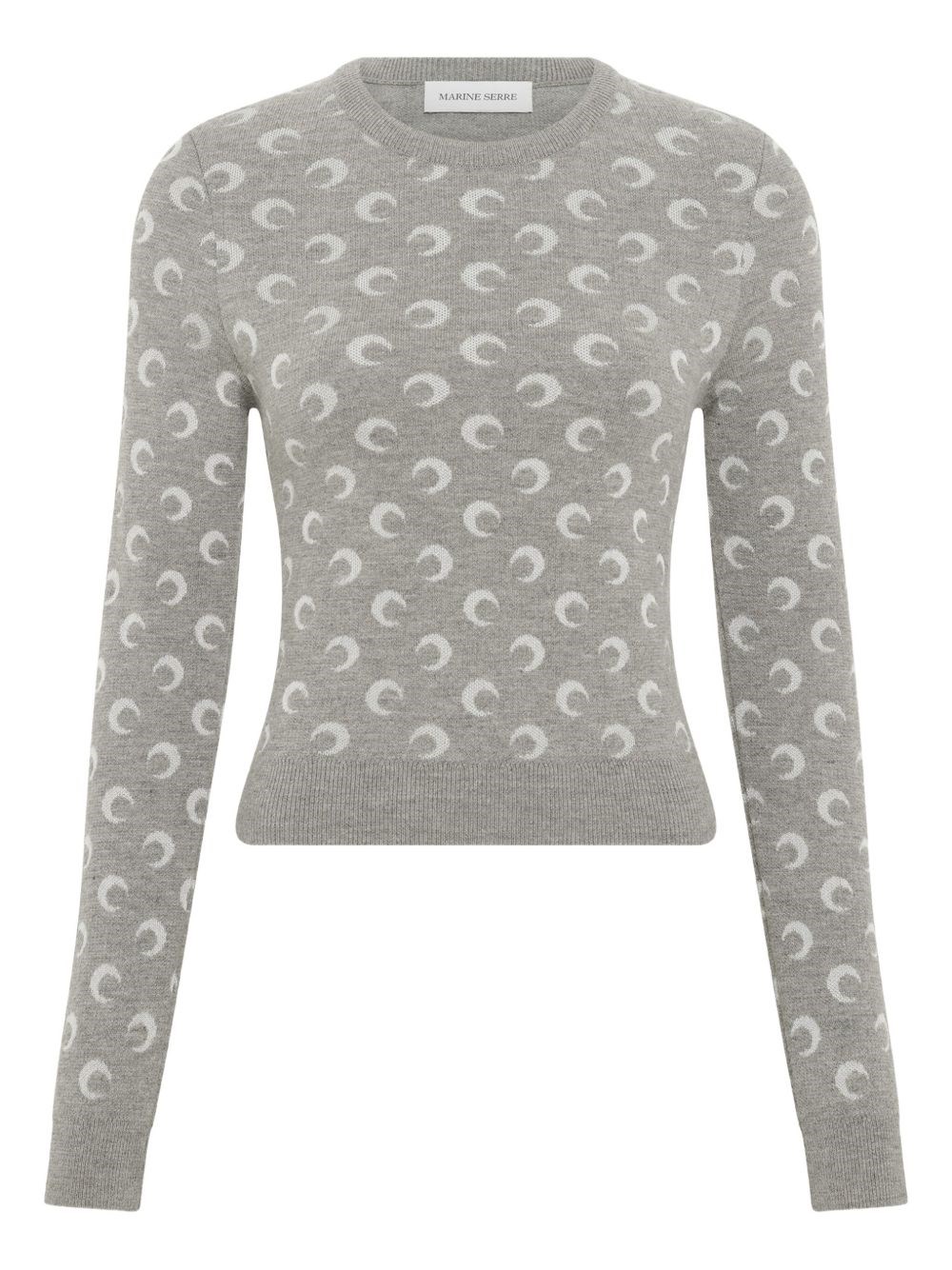Marine Serre Fitted Short Length Sweater With Crewneck And Long Sleeves In Gray