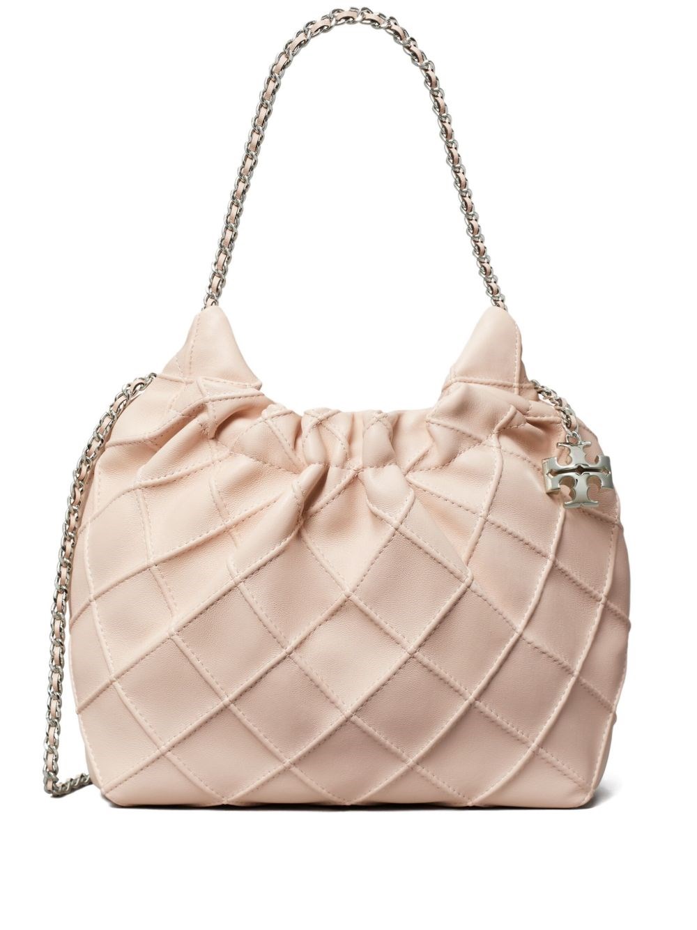 Tory Burch Fleming Mini Hobo Bag In Pink Leather In Pink