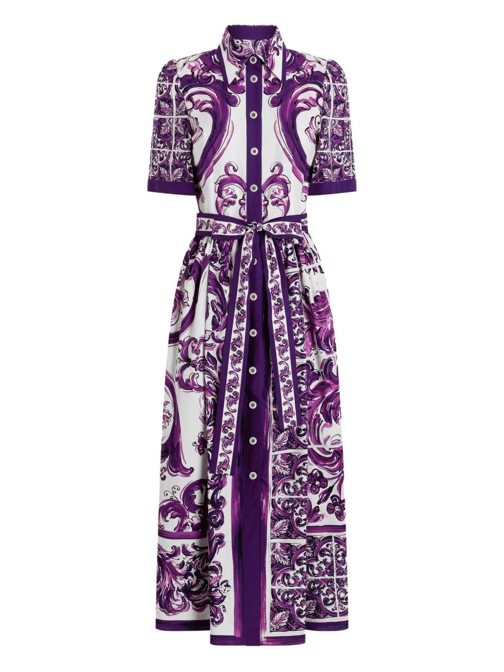 Dolce & Gabbana Maiolica Print Cotton Shirtdress