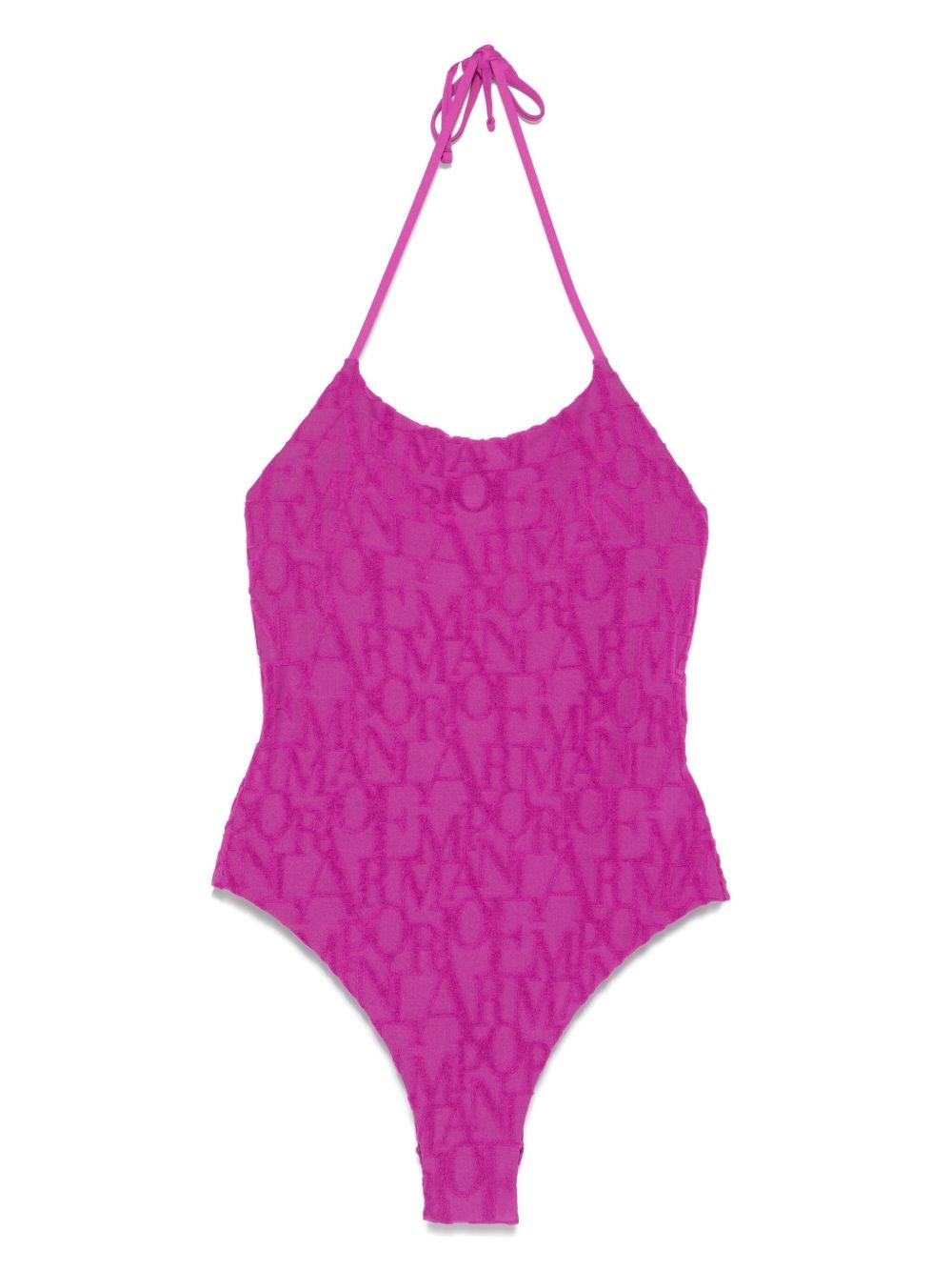 Emporio Armani Neck Halter High Leg Textured Swimsuit