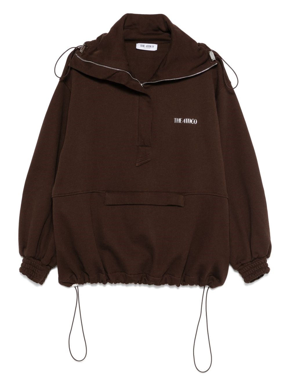 Attico Oversized Blouson With High Collar In Brown