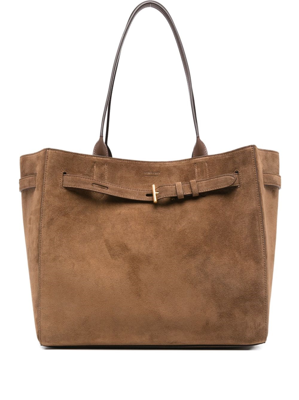 Tom Ford Medium Leather Shopping Bag In Brown