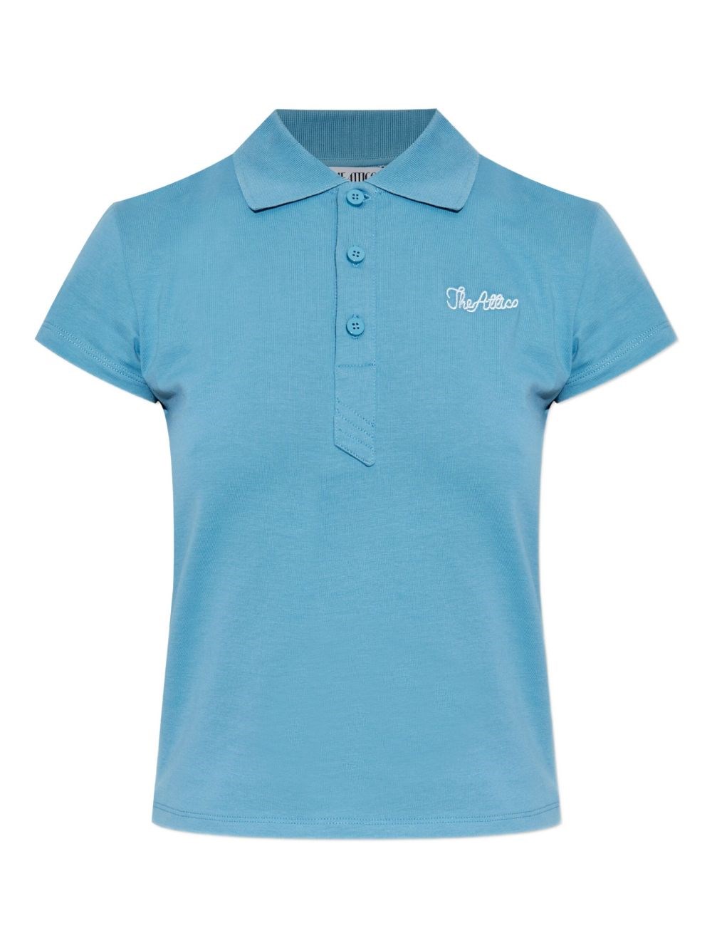 Attico Collared Polo Shirt Short Sleeves In Blue