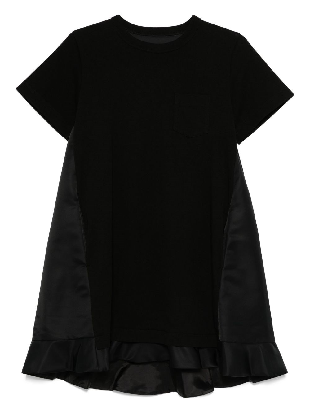 Sacai Pocket Ruffled Mini Day Dress In Black