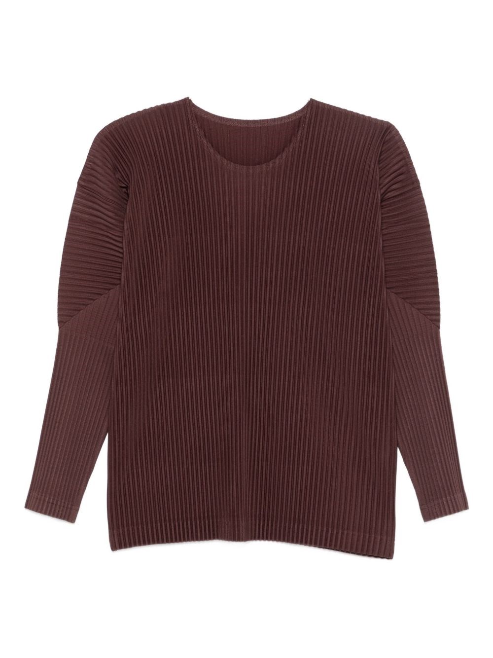 Issey Miyake Pleated Long-sleeve Jumper In Brown