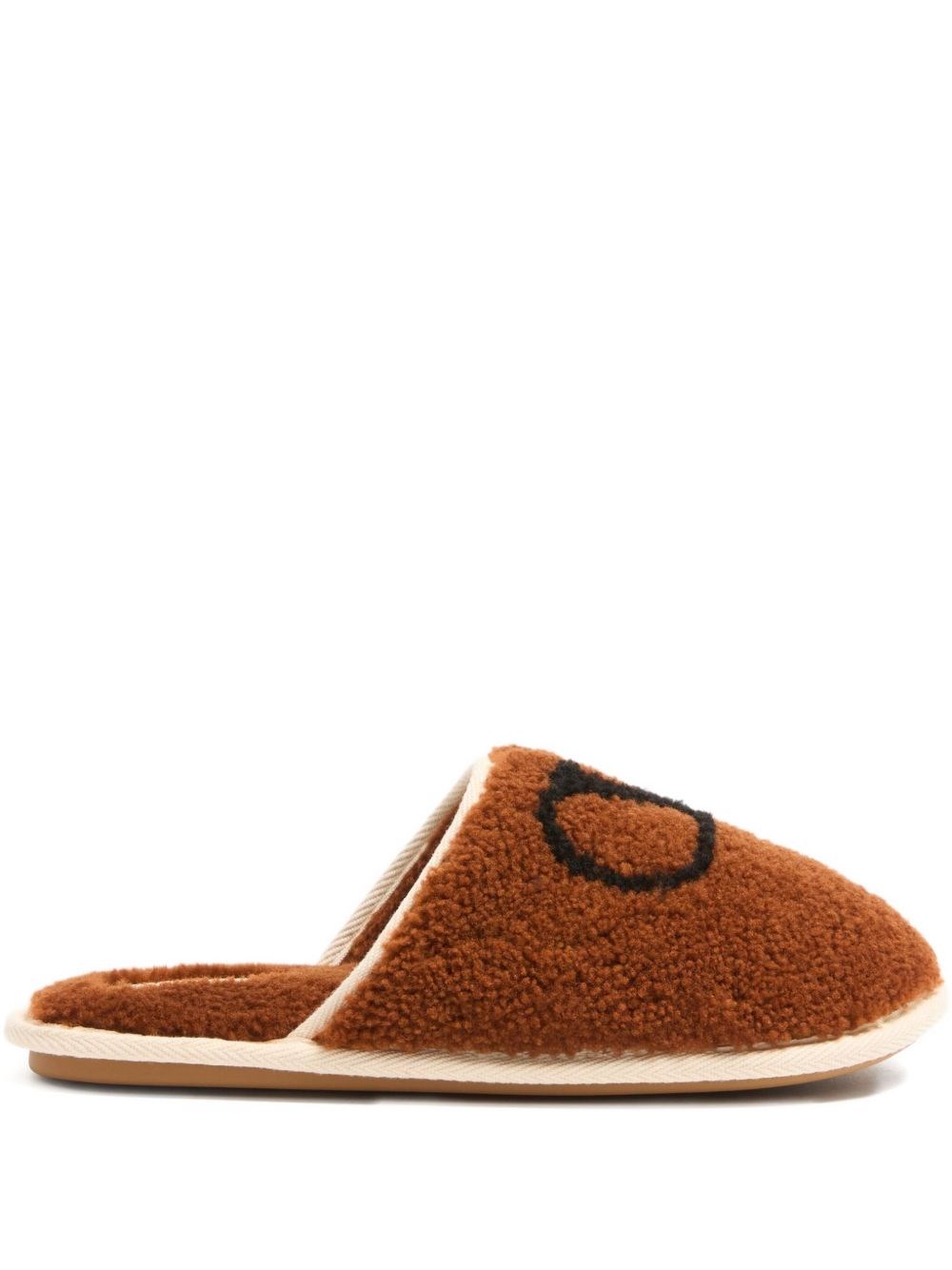 Valentino Garavani Ta Chambre Wool Slippers In Brown