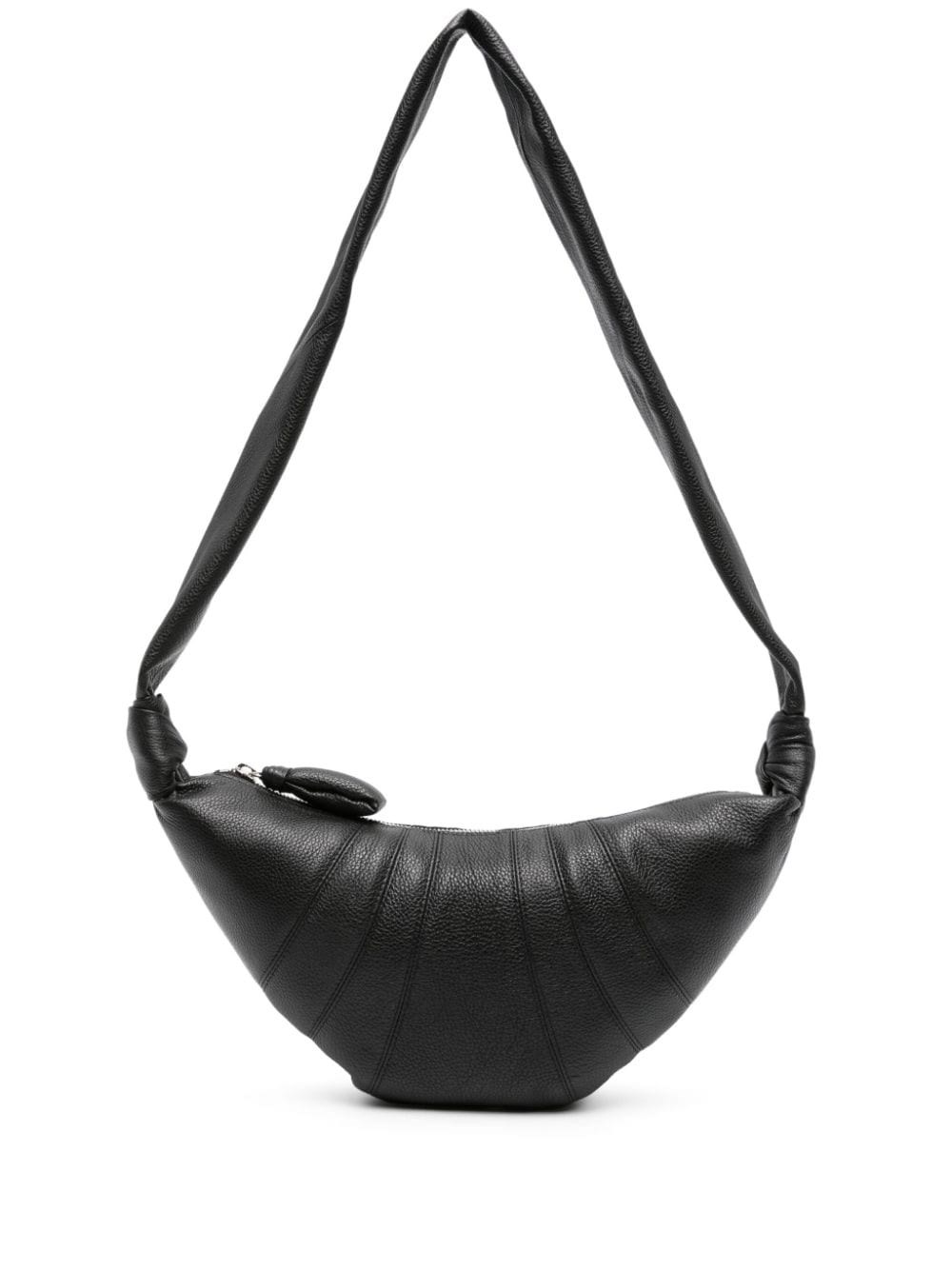 Lemaire Medium Croissant Leather Bag In Black
