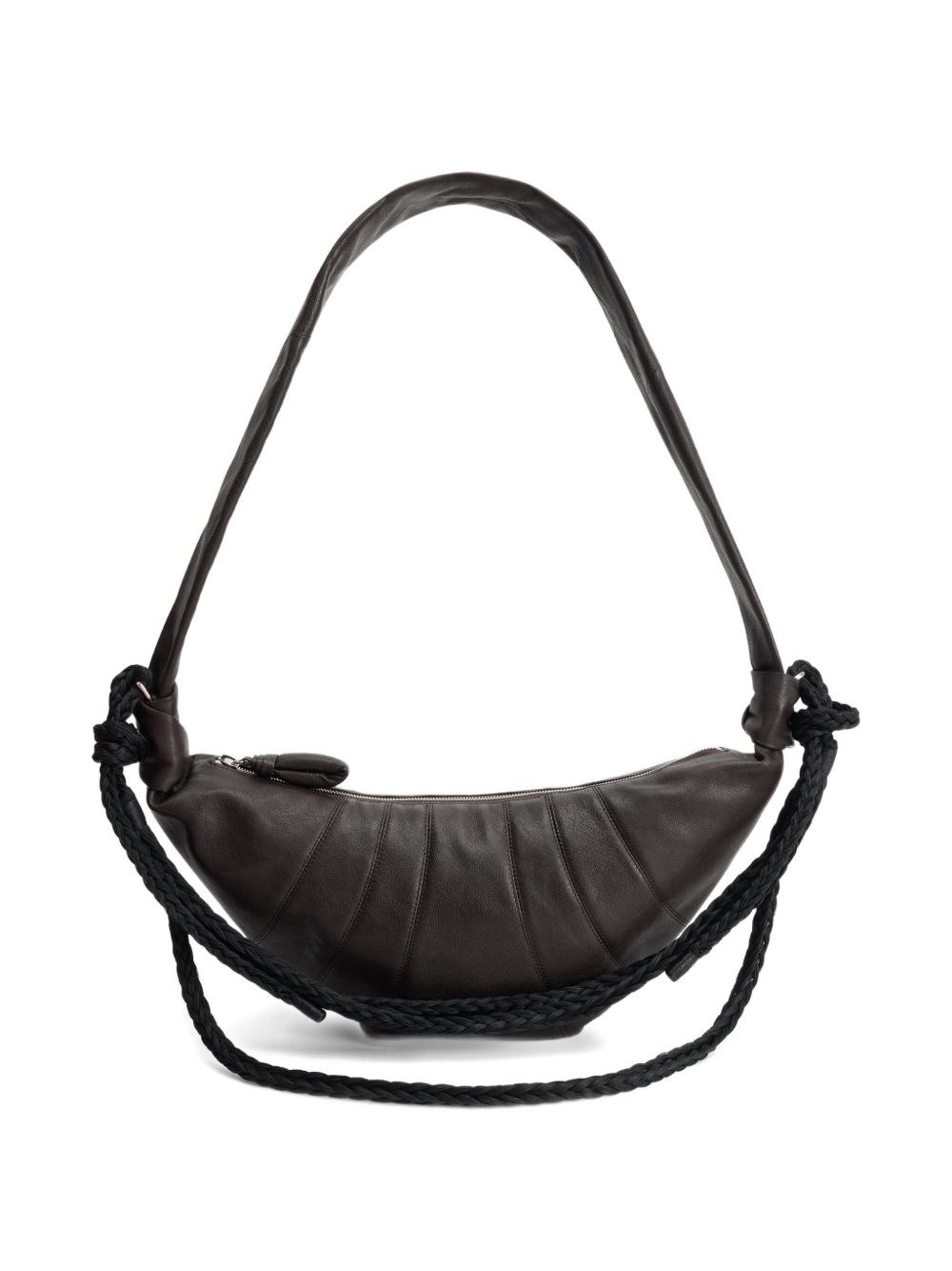 Lemaire Braid Croissant Medium Leather Shoulder Bag In Brown