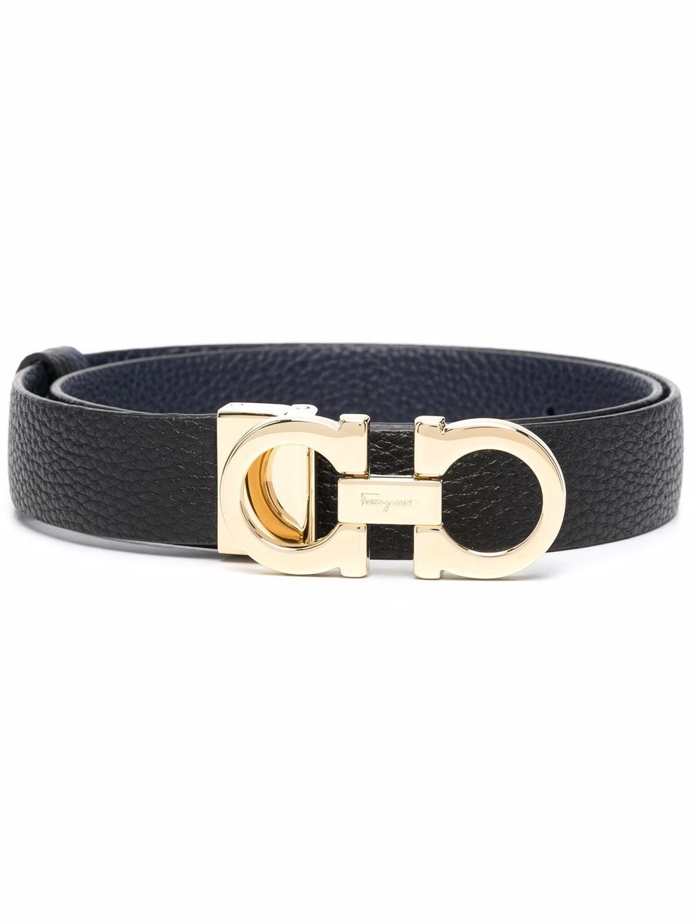 Ferragamo Leather Reversible Belt In Black