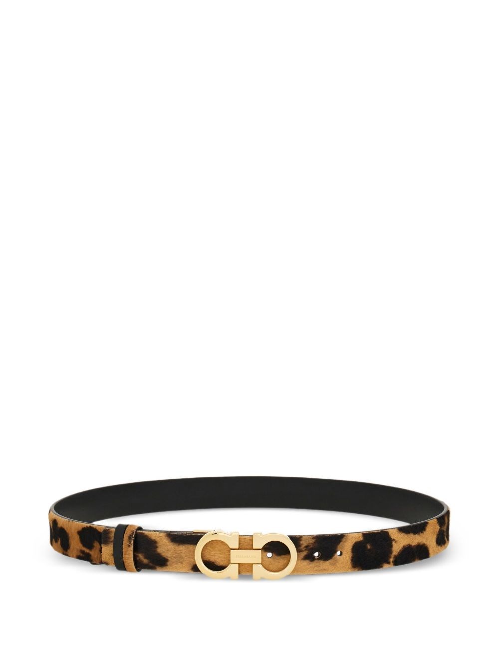 Ferragamo Animal Print Belt With Adjustable Fit And Gold-tone Buckle In Sand