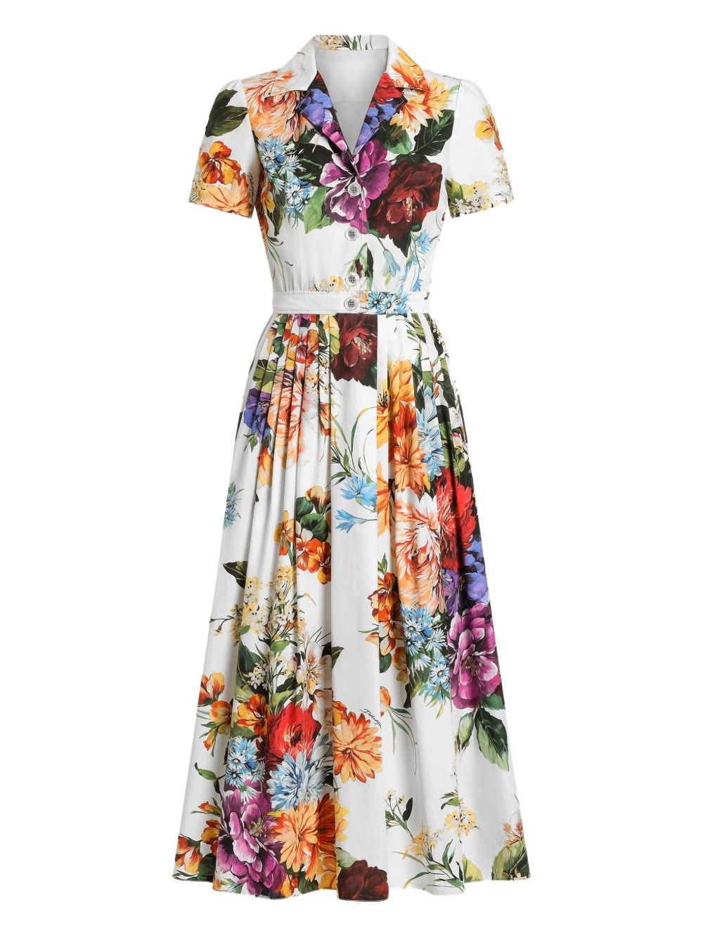 Flower Print Cotton Midi Dress - Dolce & Gabbana - Modalova