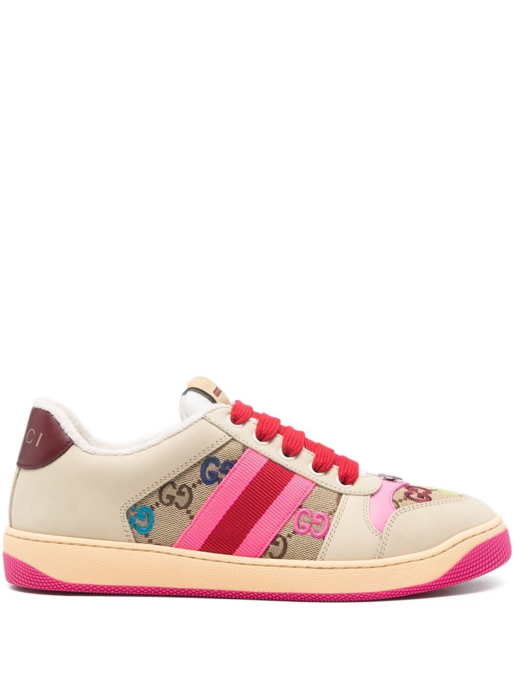 Gucci Screener Trainer In Gg Fabric And Multicolour Details Women In Animal Print