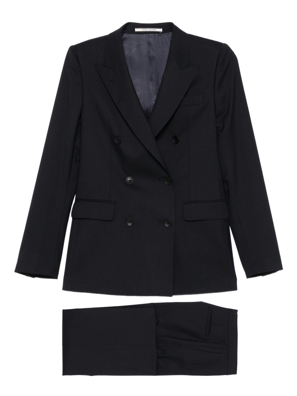 Tagliatore Double-breasted Wool Blend Tailored Suit In Blue