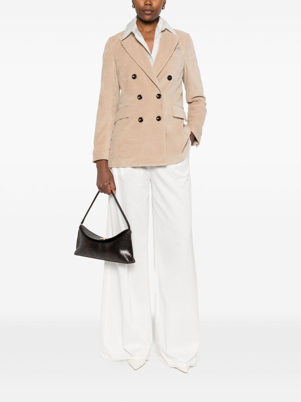 Circolo 1901 Double-breasted Cotton Jacket Featuring Flap Pockets In Neutral