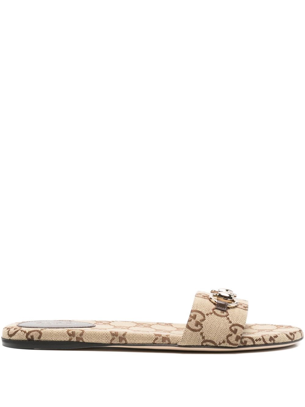 Gucci Women Gg Canvas Flat Sandals In Neutral