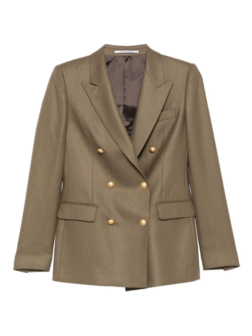 Tagliatore Wool Double-breasted Jacket Featuring Back Vent In Brown