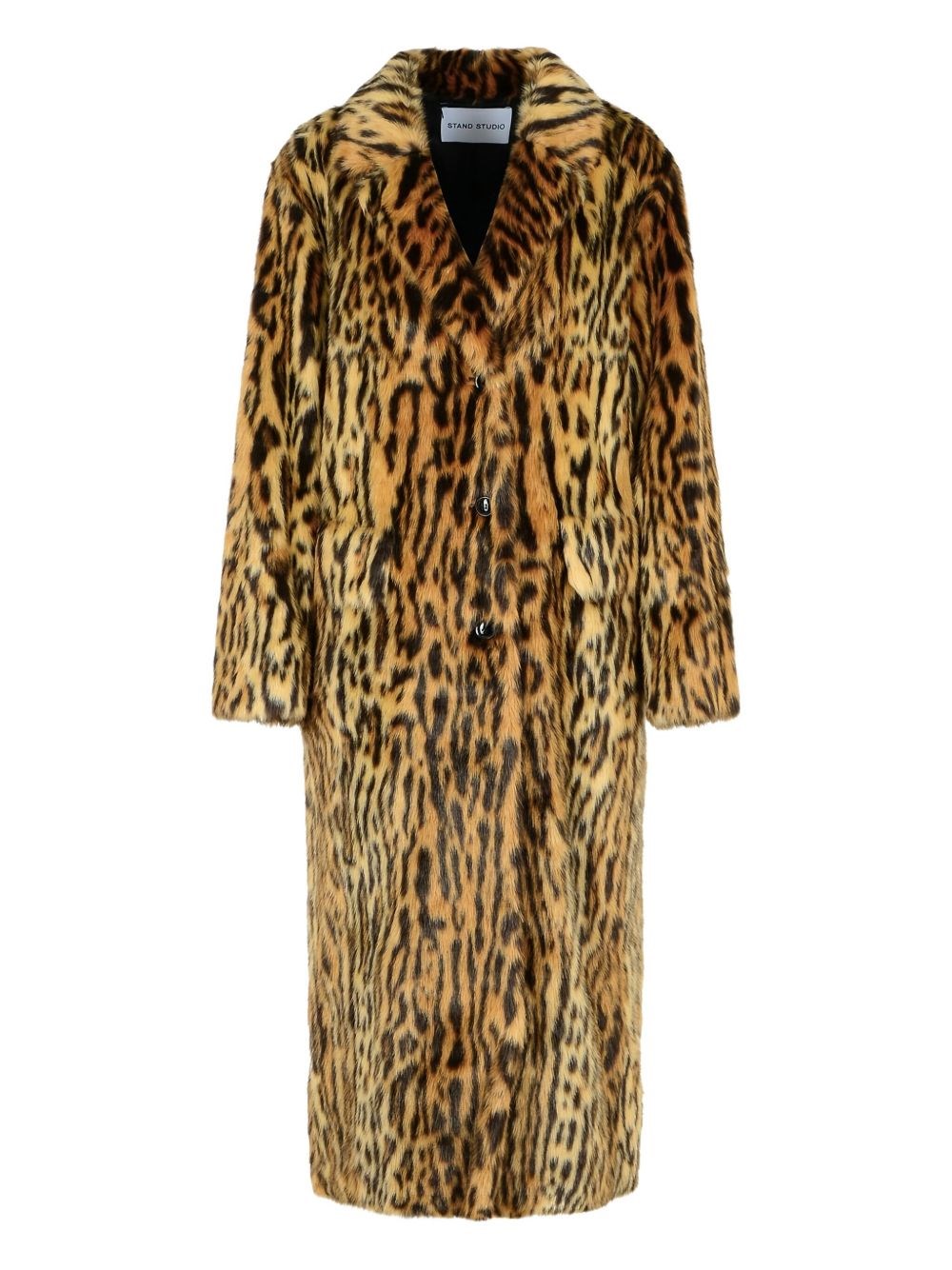 Stand Studio Marceline Leopard Faux Fur Coat In Brown
