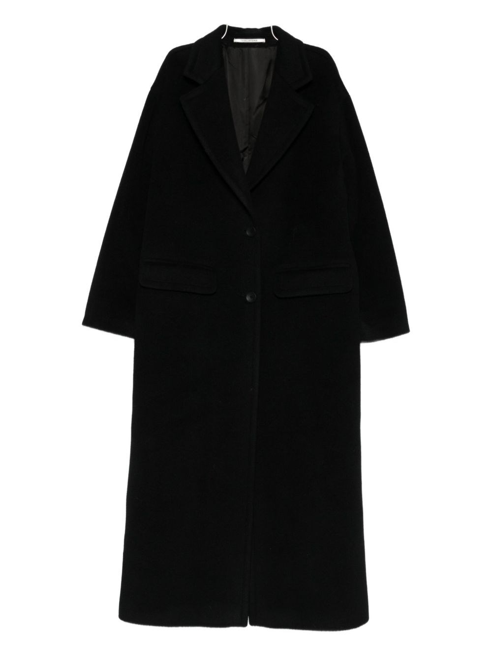 Tagliatore Wool Coat With Notched Lapel And Pockets In Black