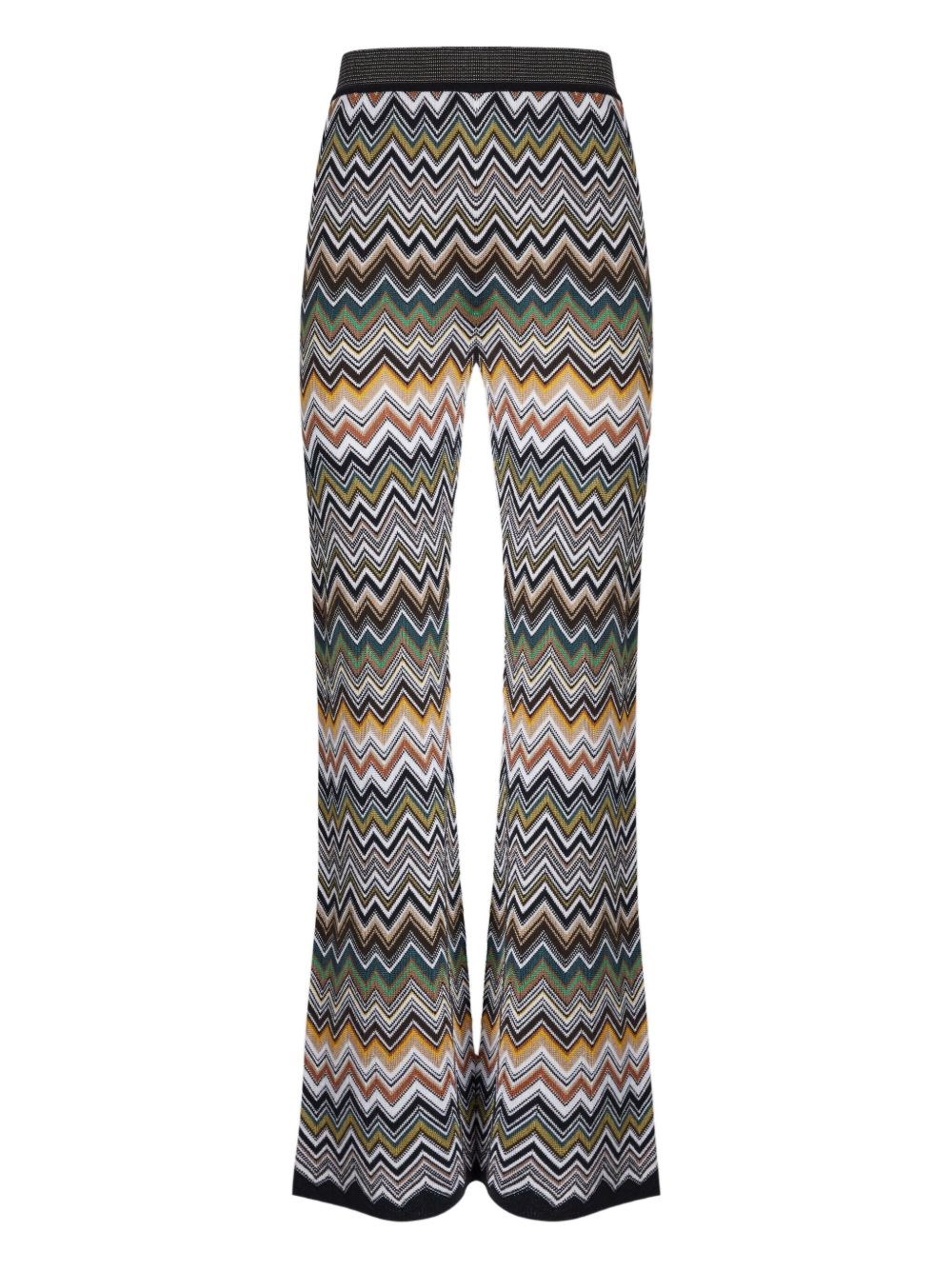 Missoni Chevron Pattern Knit Trousers With Flared Leg In Multi