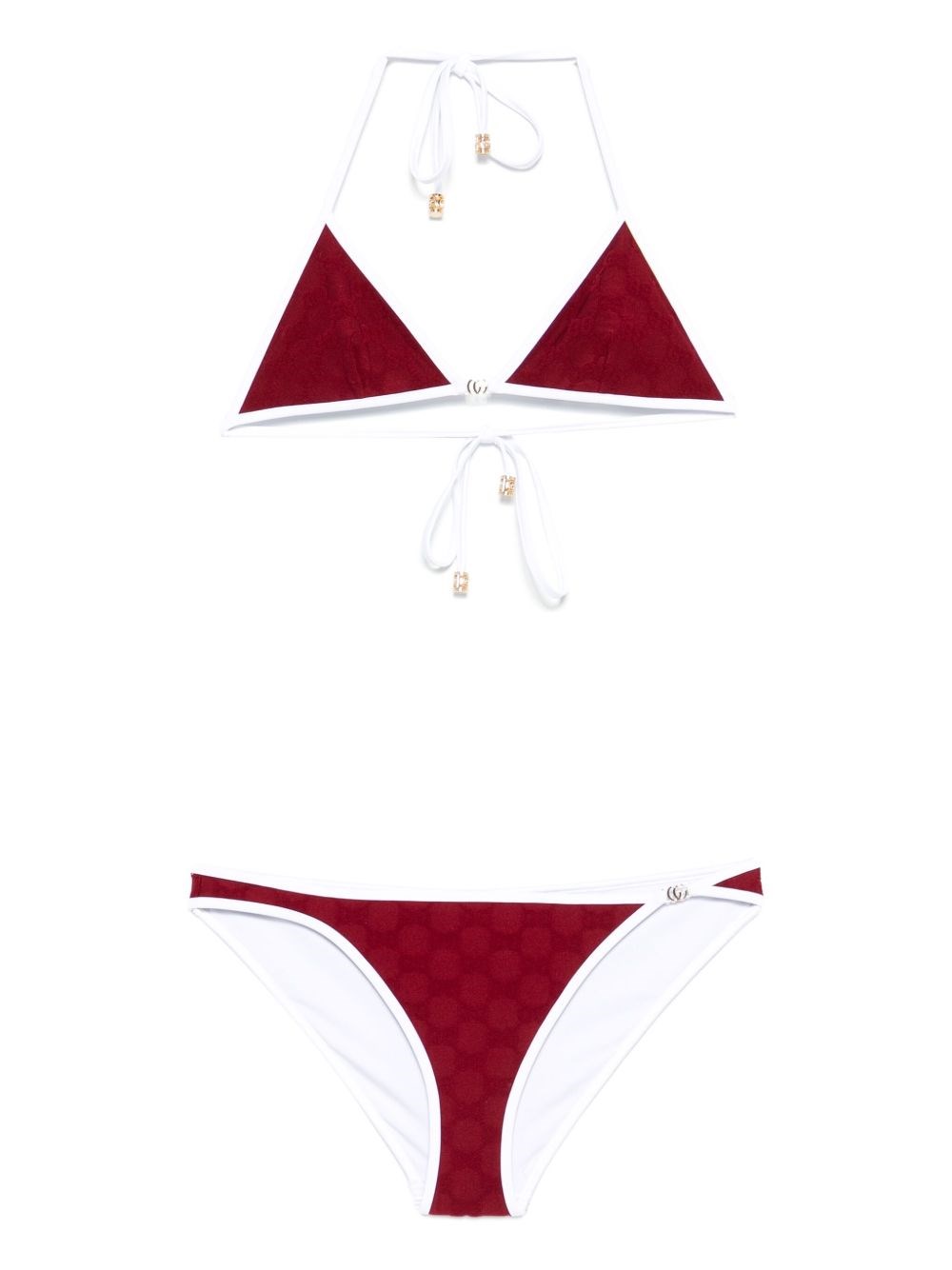Gucci Gg Supreme Triangle Bikini Set In Red